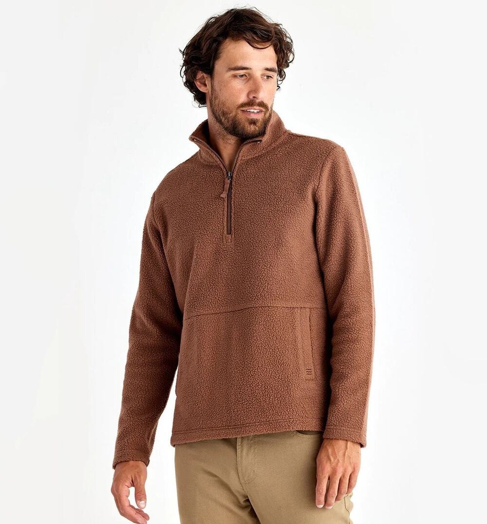 Free Fly Men's Bamboo Sherpa Fleece 1/4 Zip Pullover Cozy Size Large